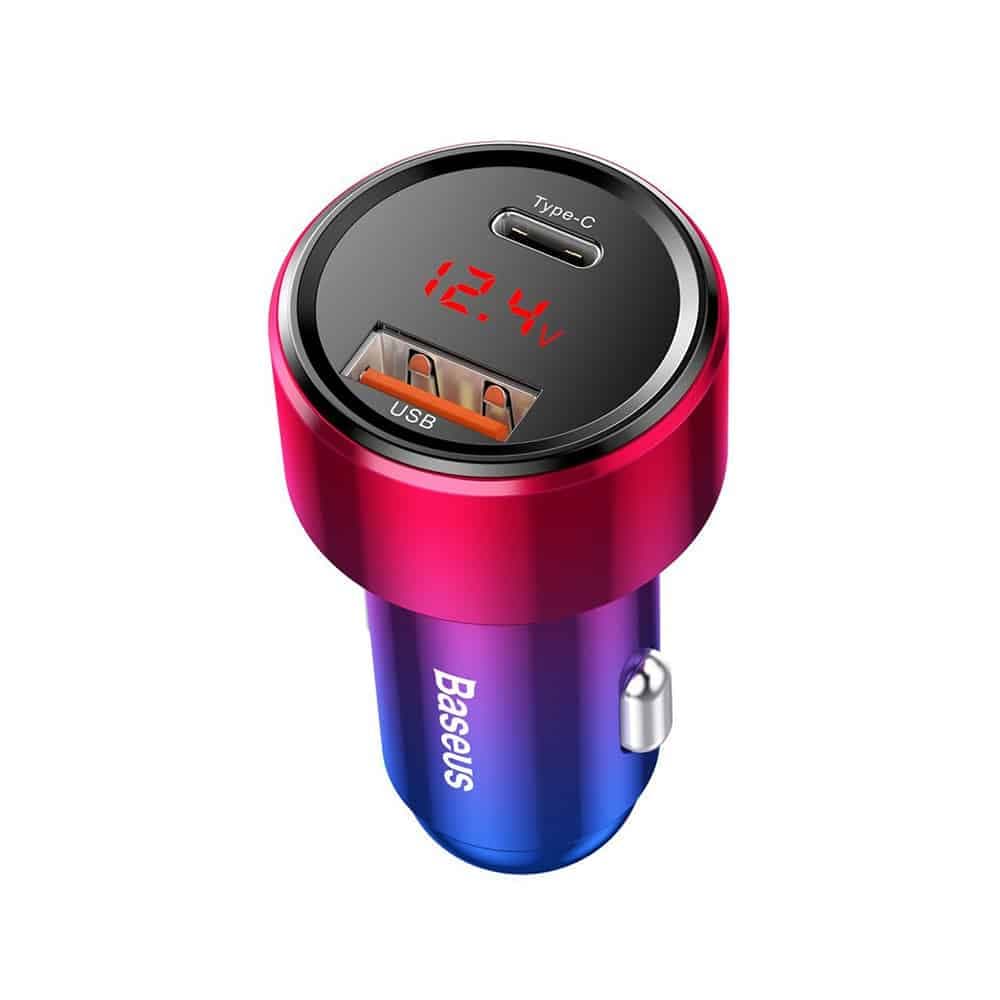 Baseus Magic Car Charger USB + USB-C QC 4.0  PD 45W (Κόκκινο/Μπλε) 2
