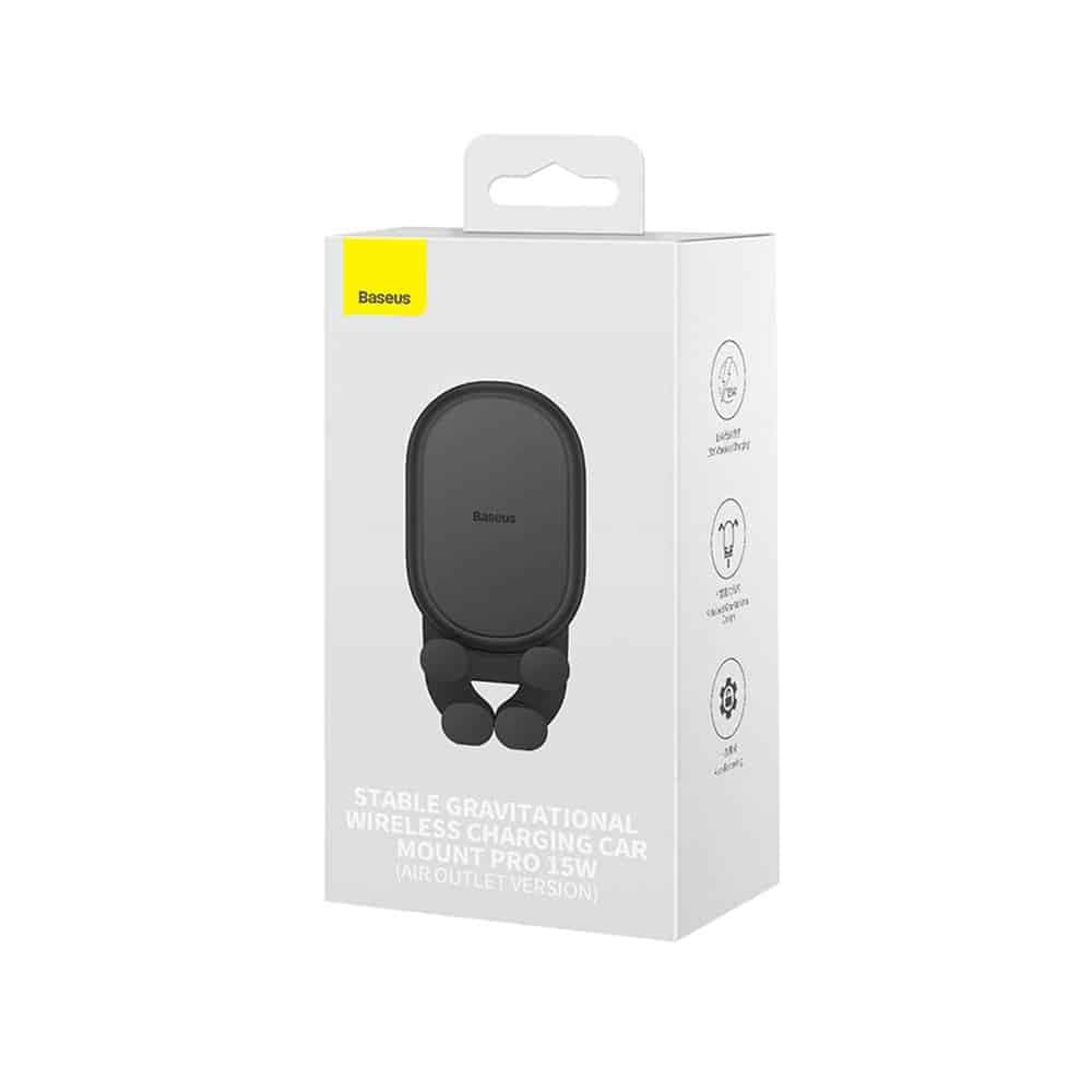 Baseus car holder with built-in 15W inductive charger for air vent Μαύρο 8