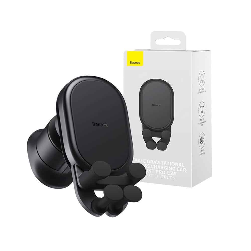 Baseus car holder with built-in 15W inductive charger for air vent Μαύρο 5