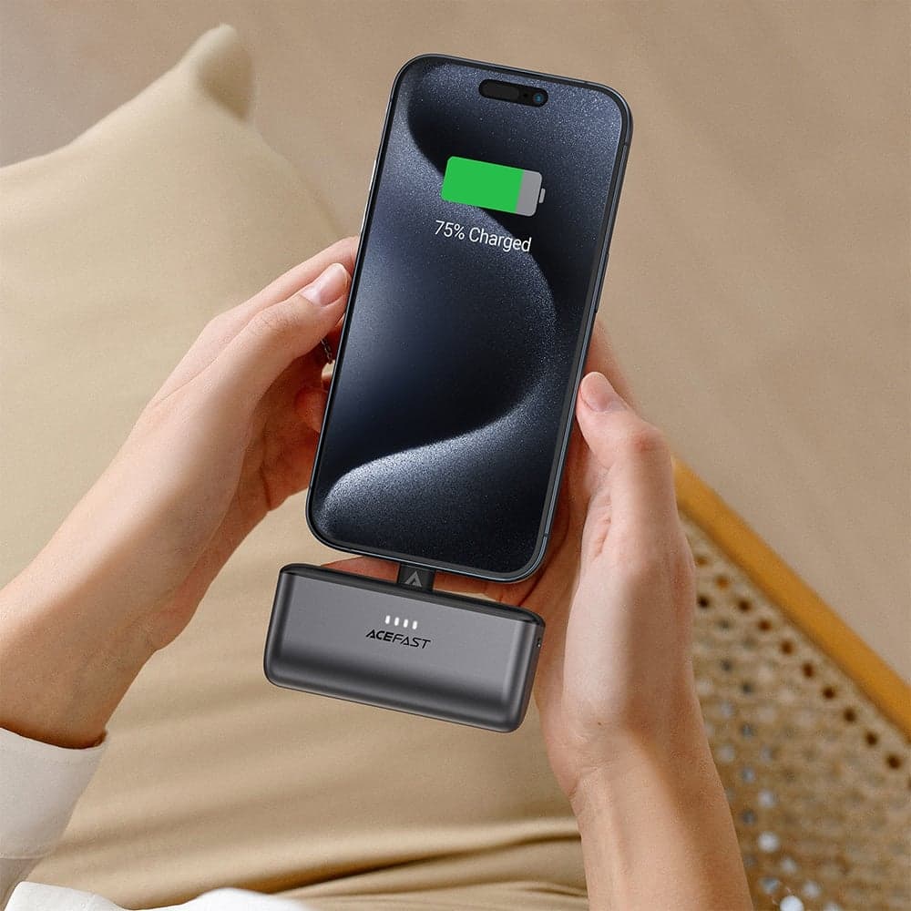Acefast - Power Bank (m9-5000) - 2x Type-C, Pd20w, 5000mah, Led Indicator, Folding Plug, With Type-C Καλώδιο, 0.3m - Black 6