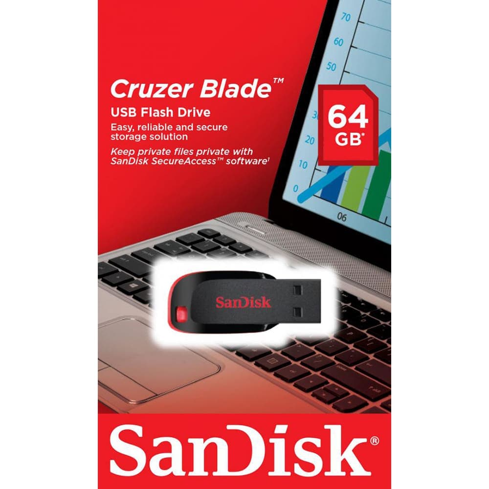 Sandisk - USB Stick (sdcz50-064g-B35) - USB 2.0 Flash Drive, 64gb - Μαύρος / Κόκκινος 6