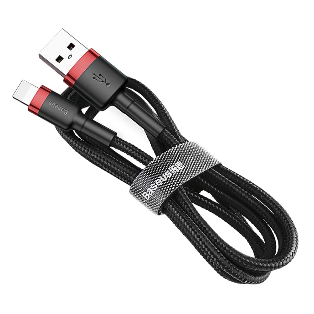 Baseus Cafule Καλώδιο durable nylon cable USB / Lightning QC3.0 2.4A 1M Μαύρο-Κόκκινο (CALKLF-B19) 4