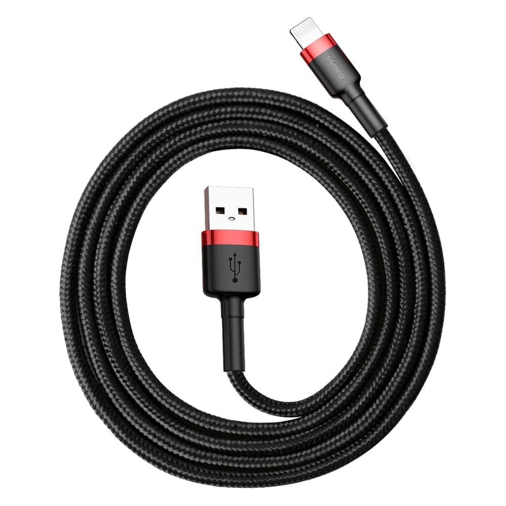 Baseus Cafule Καλώδιο durable nylon cable USB / Lightning QC3.0 2.4A 1M Μαύρο-Κόκκινο (CALKLF-B19) 5