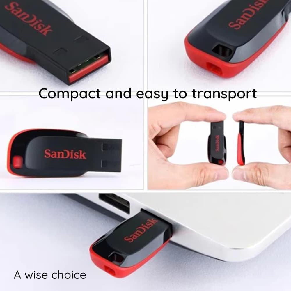Sandisk - USB Stick (sdcz50-064g-B35) - USB 2.0 Flash Drive, 64gb - Μαύρος / Κόκκινος 5