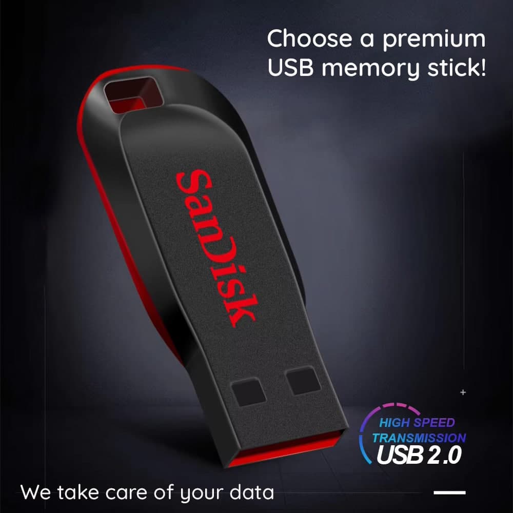 Sandisk - USB Stick (sdcz50-064g-B35) - USB 2.0 Flash Drive, 64gb - Μαύρος / Κόκκινος 2