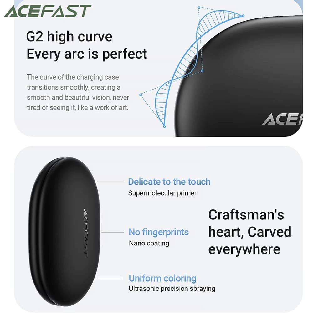 Acefast - Wireless Earbuds (fa002) - For Sports, Bluetooth V5.3, Ip54, 500mah - White 3