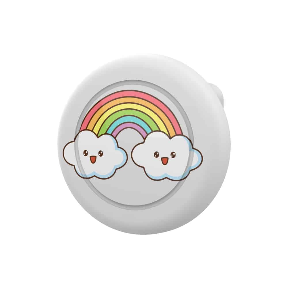 Airtag Badge Case - White With Rainbow Print