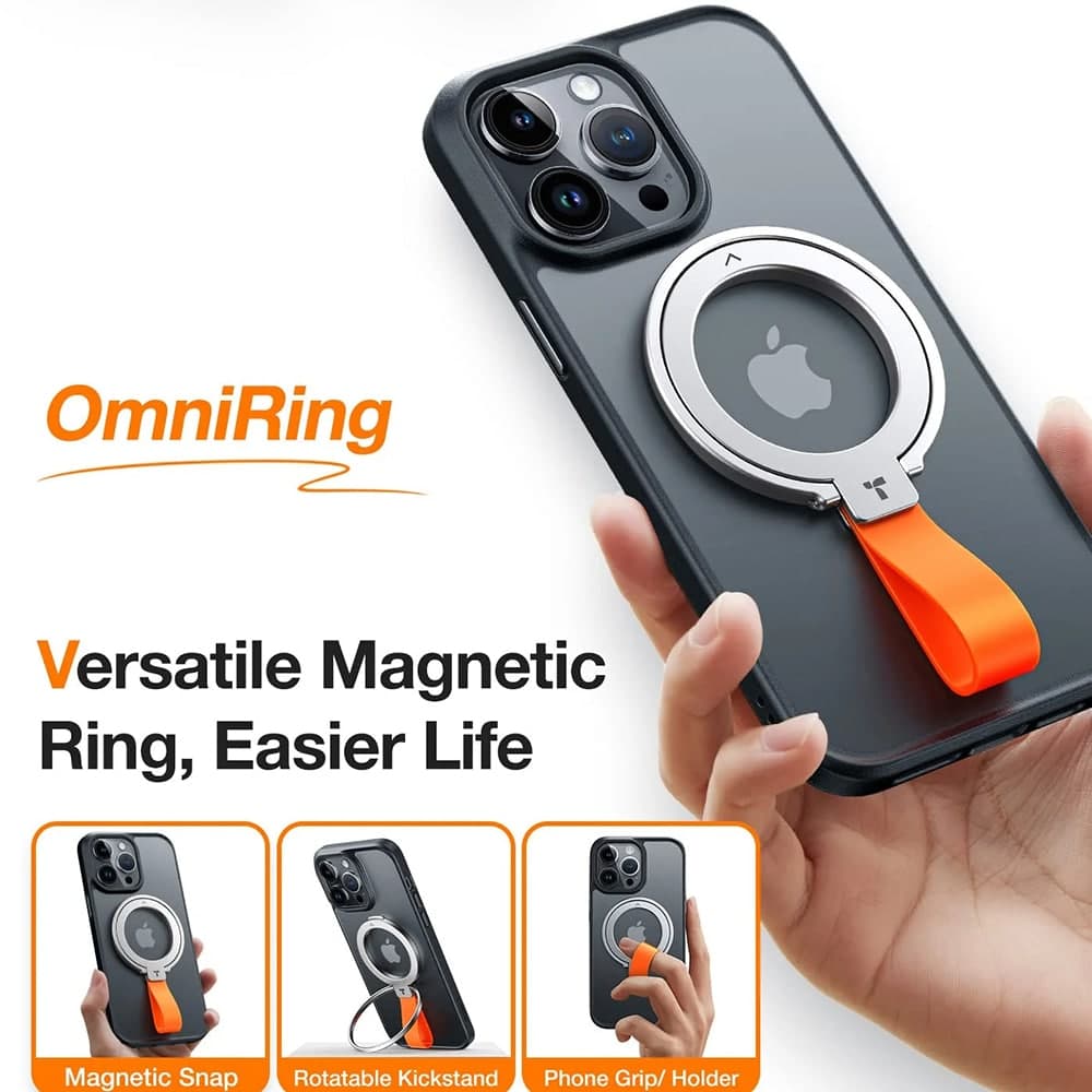 Torras - Ostand Magnetic Ring - 360° Rotatable Stand, Phone Holder/grip, Easy Attach - Black 2
