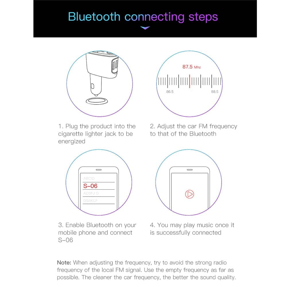 Baseus S-06 Bluetooth/USB car FM transmitter (Overseas Edition) - Μαύρο 6