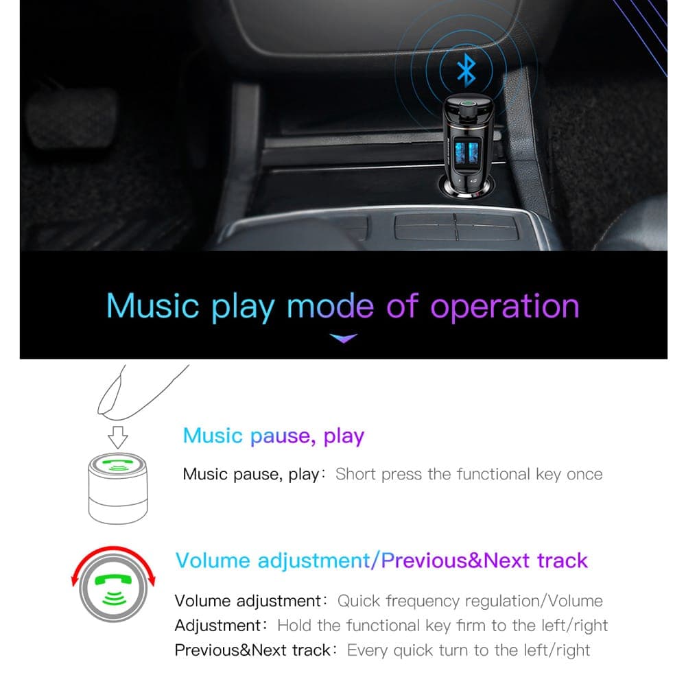 Baseus S-06 Bluetooth/USB car FM transmitter (Overseas Edition) - Μαύρο 5