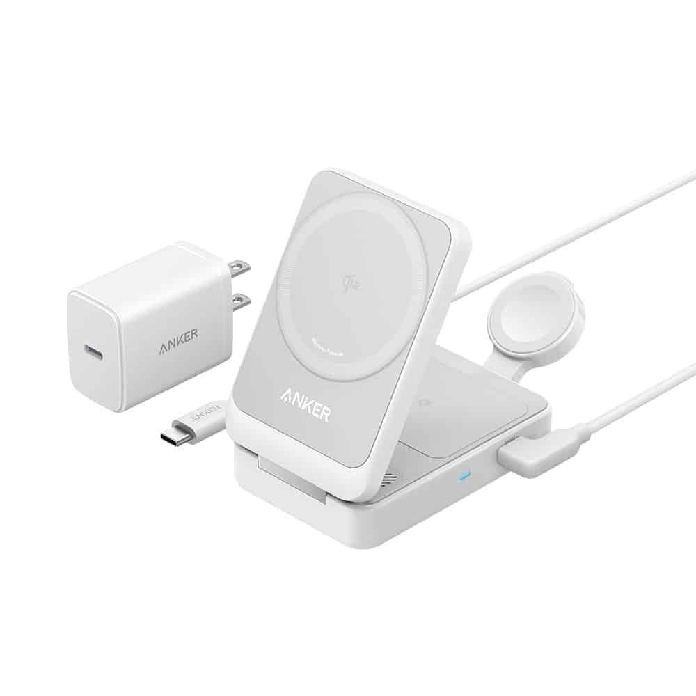 Anker - Power Bank MagGo 3in1 (B2557321) - Qi2, για Apple, 15W, με Φορτιστή USB-C και Καλώδιο Τύπου-C - Λευκό
