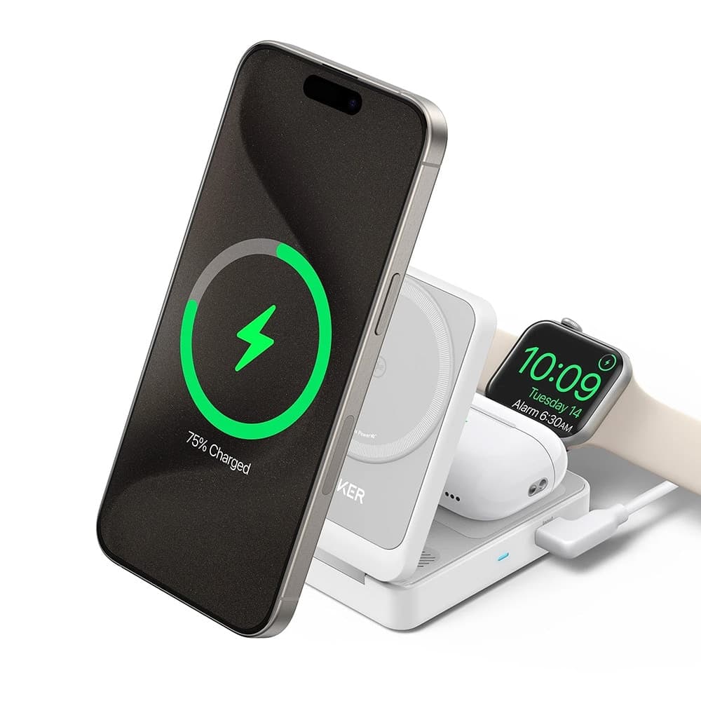 Anker - Power Bank MagGo 3in1 (B2557321) - Qi2, για Apple, 15W, με Φορτιστή USB-C και Καλώδιο Τύπου-C - Λευκό 2