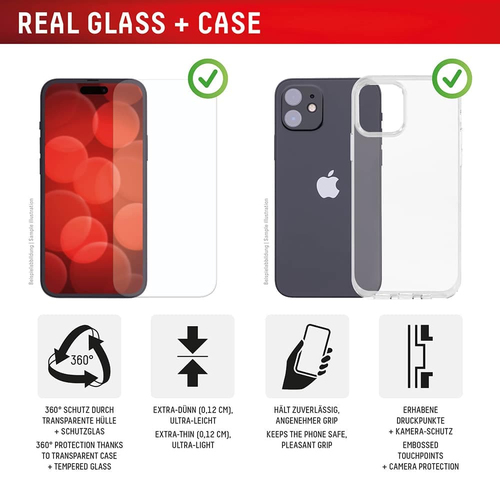 Displex κάλυμμα για iPhone 16 - Real Glass + Case - Διαφανές 6