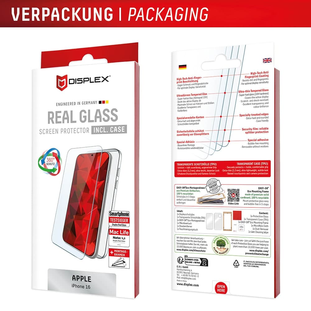 Displex κάλυμμα για iPhone 16 - Real Glass + Case - Διαφανές 8