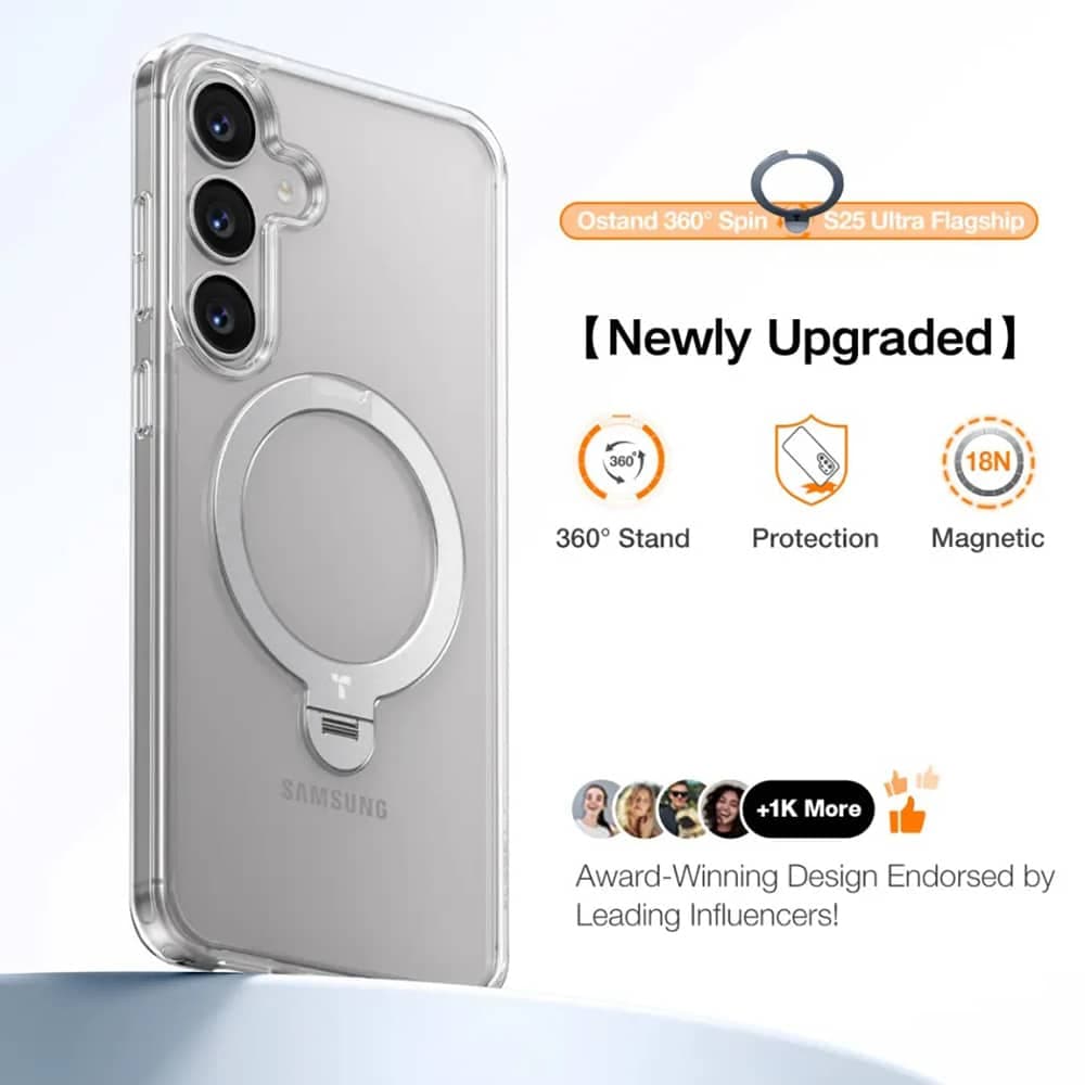 Torras Ostand Spin - θήκη για Samsung Galaxy S25 Plus - Διάφανο 5