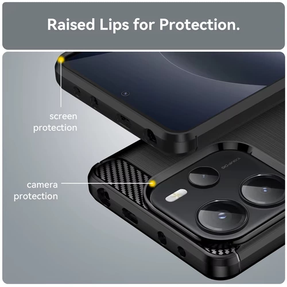 Techsuit Carbon Silicone - θήκη για Xiaomi Redmi Note 14S - Μαύρο 4