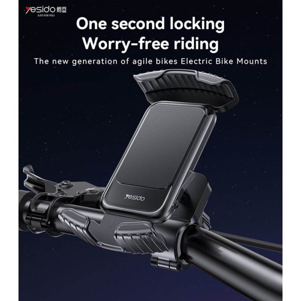 Yesido - Bicycle Phone Holder (c249) - 360 Rotation, One-Touch Stabilization Locking, 4.8-7.2" - Black 2