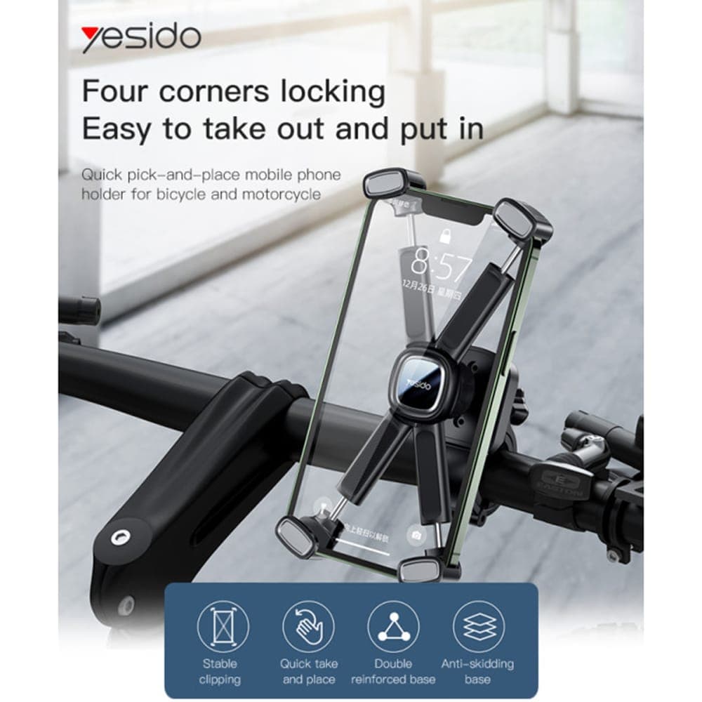 Yesido - Bike Holder (c191) - For Bicycle/motocycle, Multi-Angle Adjustment, 4.5-6.8" - Black 3