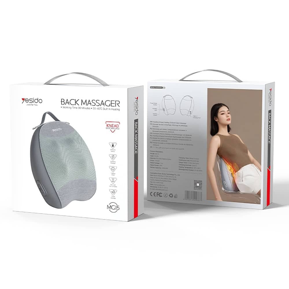 Yesido - Back Massager (mg15) - With Heating Function, Quiet Operation, 32w, 2000mah - Gray 10