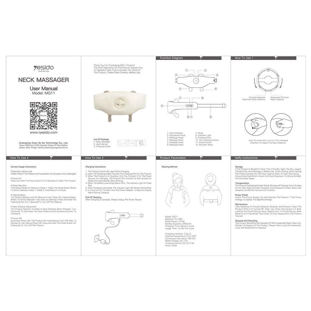 Yesido - Neck Massager (mg11) - Adjustable, 3 Versatile Massage Modes, Soothing Heat Therapy, 2400mah - Beige 13