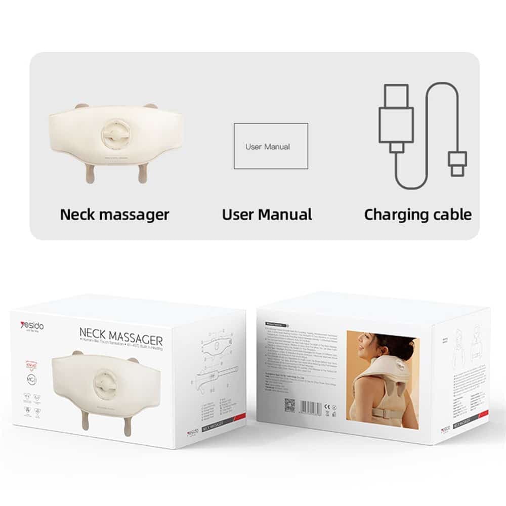 Yesido - Neck Massager (mg11) - Adjustable, 3 Versatile Massage Modes, Soothing Heat Therapy, 2400mah - Beige 14