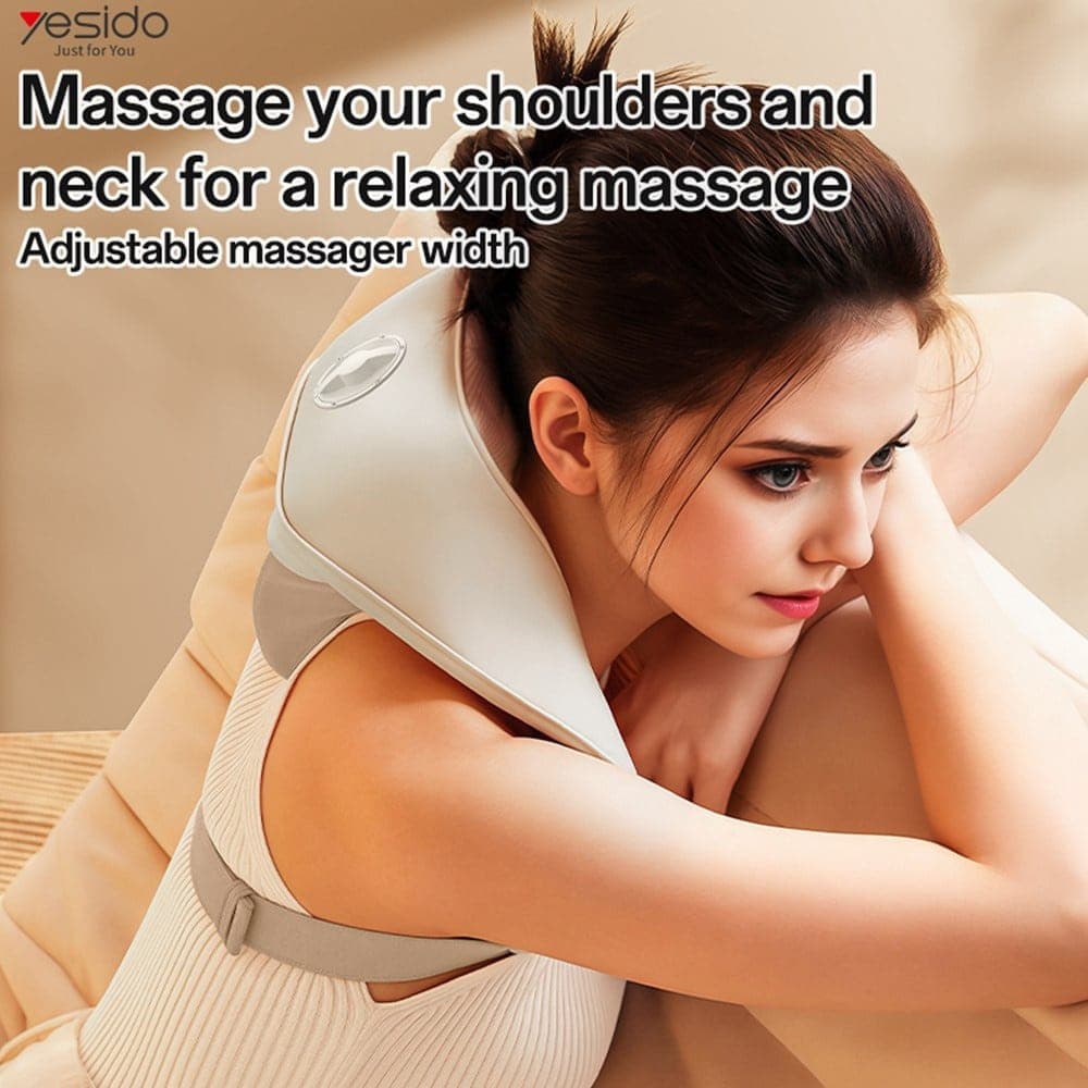 Yesido - Neck Massager (mg11) - Adjustable, 3 Versatile Massage Modes, Soothing Heat Therapy, 2400mah - Beige 10