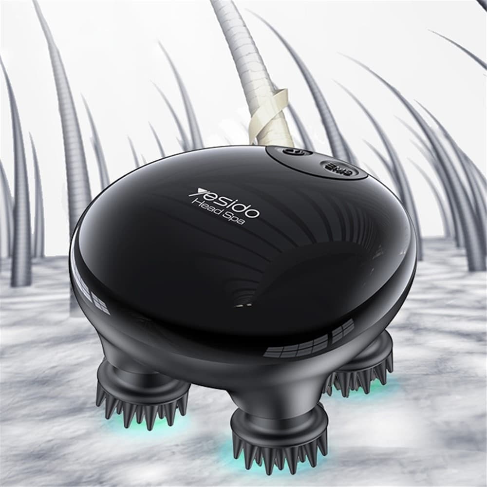 Yesido - Handheld Head Massager (mg04) - With 4 Gear Head Scratcher, Electrical Muscle Stimulation, 1200mah, 3200rpm - Black 5