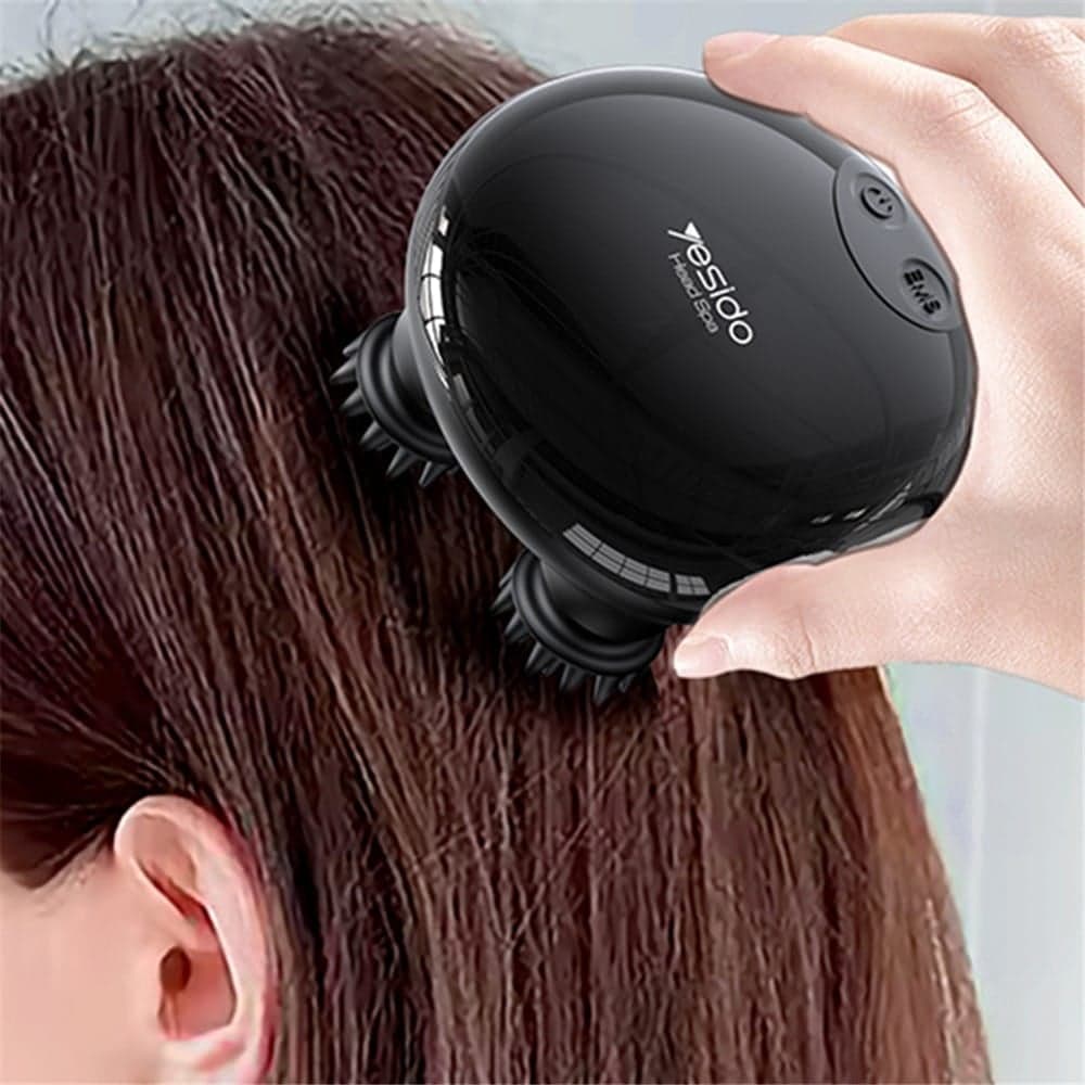Yesido - Handheld Head Massager (mg04) - With 4 Gear Head Scratcher, Electrical Muscle Stimulation, 1200mah, 3200rpm - Black 6