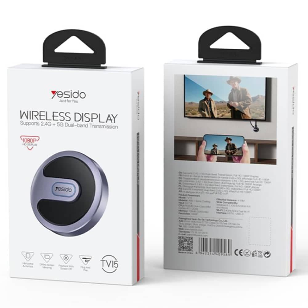 Yesido - Dongle Ακτινοβολίας Οθόνης (tv15) - Διπλή Wifi 2.4ghz/5ghz, Hdtv, 1080p, 5v/1a - Γκρι 7
