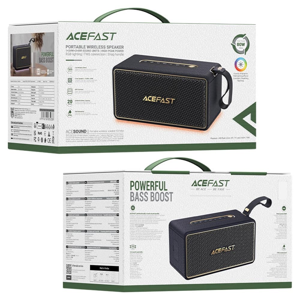 Acefast - Wireless Speaker (k3 Max) - Bt 5.4, Tf, Aux, Rgb Lights, Dsp Processor, 360° Sound, Ipx6, 80w, 5000mah - Black 4