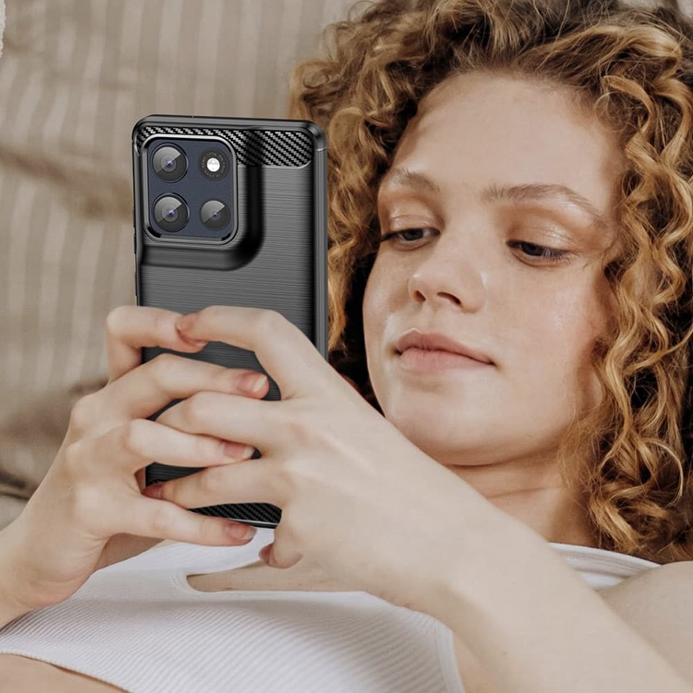 Techsuit Carbon Silicone - θήκη για Motorola Moto G86 - Μαύρο 5
