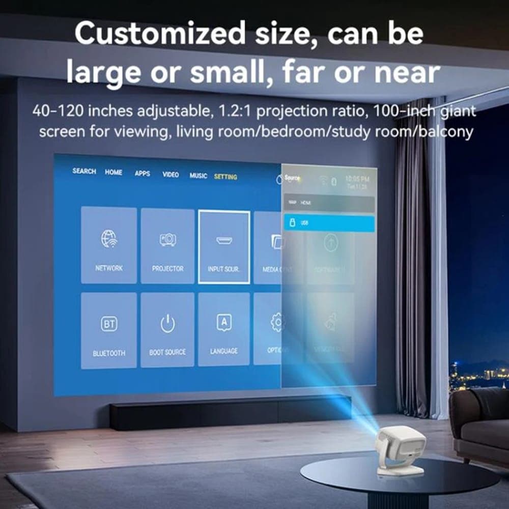 Yesido - Smart Projector (tv13) - 1280x720p, 190ansi, Android 9.0, Bluetooth V5.1 - White 12