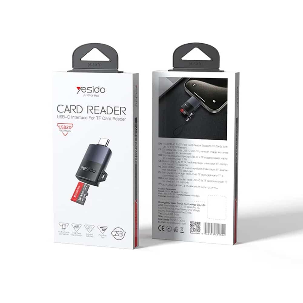 Yesido - Card Reader (gs37) - Type-C, High-Speed, Aluminum Alloy, Support 1tb, Plug And Play, Tf Card - Black 13
