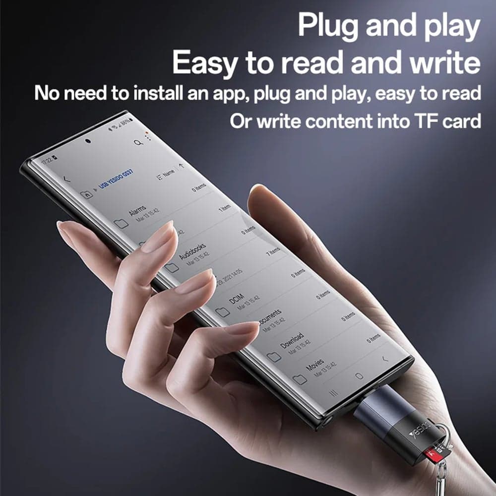 Yesido - Card Reader (gs37) - Type-C, High-Speed, Aluminum Alloy, Support 1tb, Plug And Play, Tf Card - Black 6