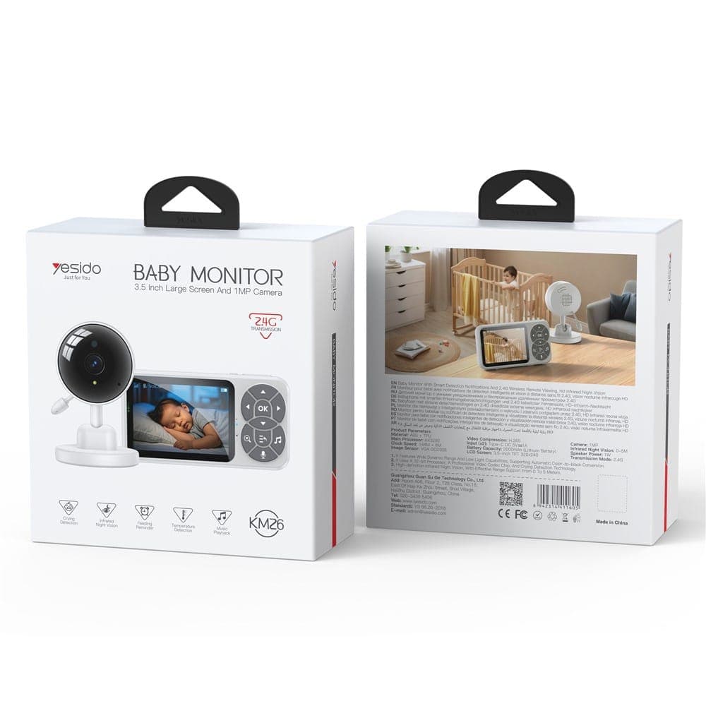 Yesido - Baby Monitor (km26) - 3.5inch Lcd Display, Night Vision, 2.4g Wireless Camera  - White 16