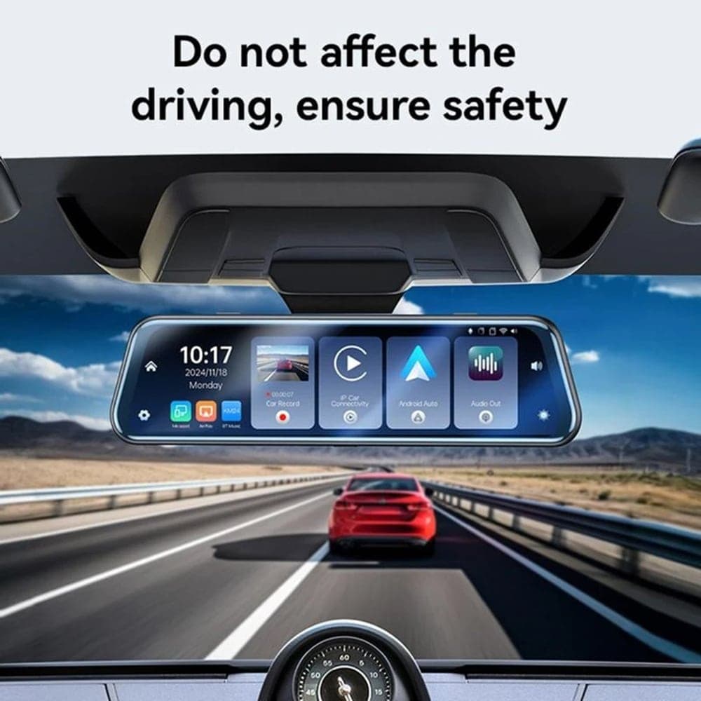 Yesido - Rearview Mirror With Dash Cam (km24) - Carplay, Android Auto, Airplay, Bt5.2, Adjustable Camera - Black 5