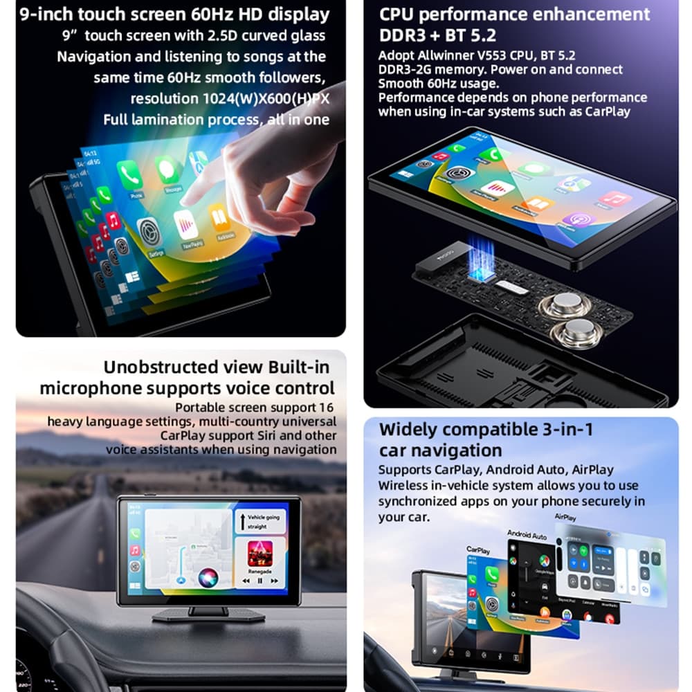 Yesido - Wireless Car Stereo (km18) - Dual Hd Camera, Bluetooth 5.2, Plug&play, Carplay, Android Auto, Airplay - Black 4