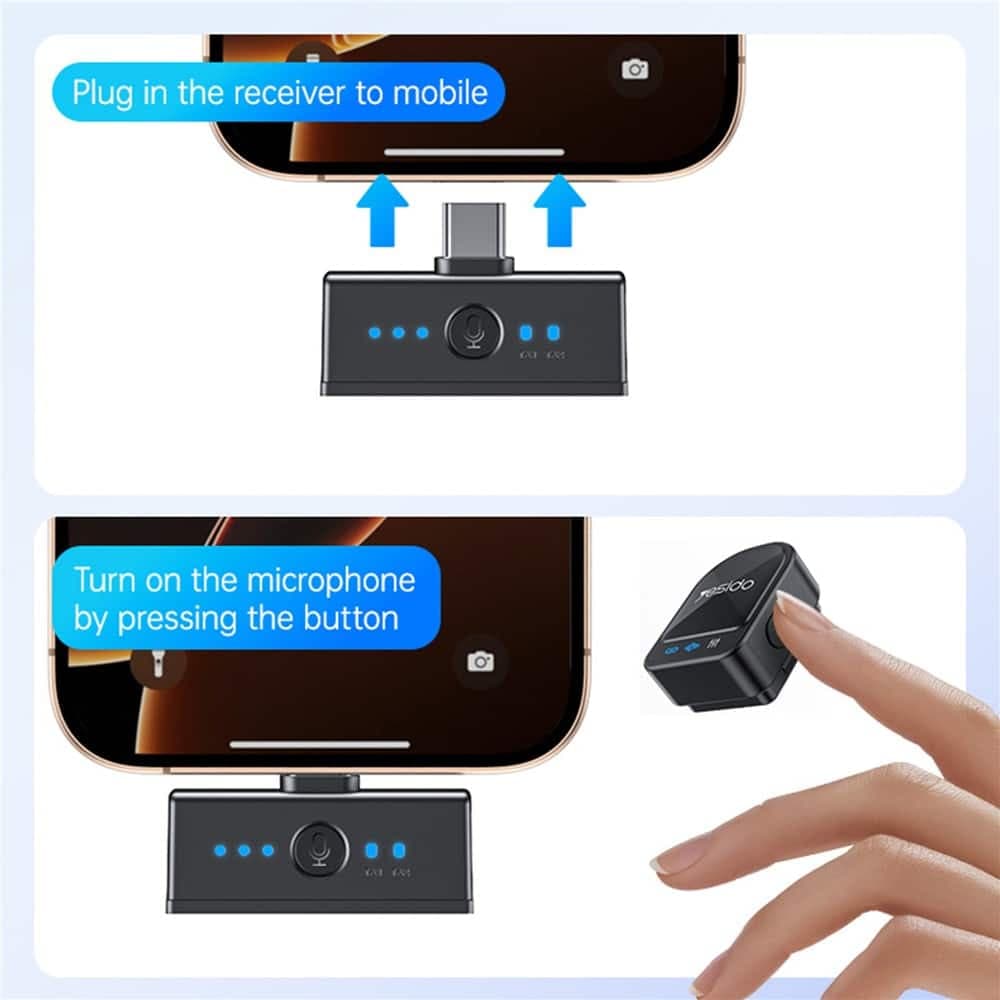 Yesido - Lavalier Microphone 2in1 (kr19) - Magnetic Button, Cd-Quality Audio, 360° Omnidirectional, 600mah, 2.4ghz - Black 11