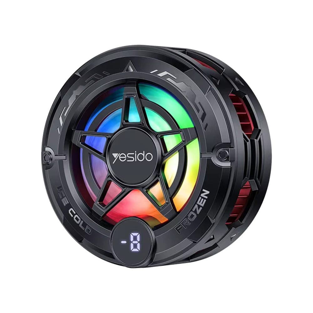 Yesido - Phone Cooler (c226) - Semiconductor, Magnetic, Universal, Fast Cooling, With Rgb, Digital Display - Grey
