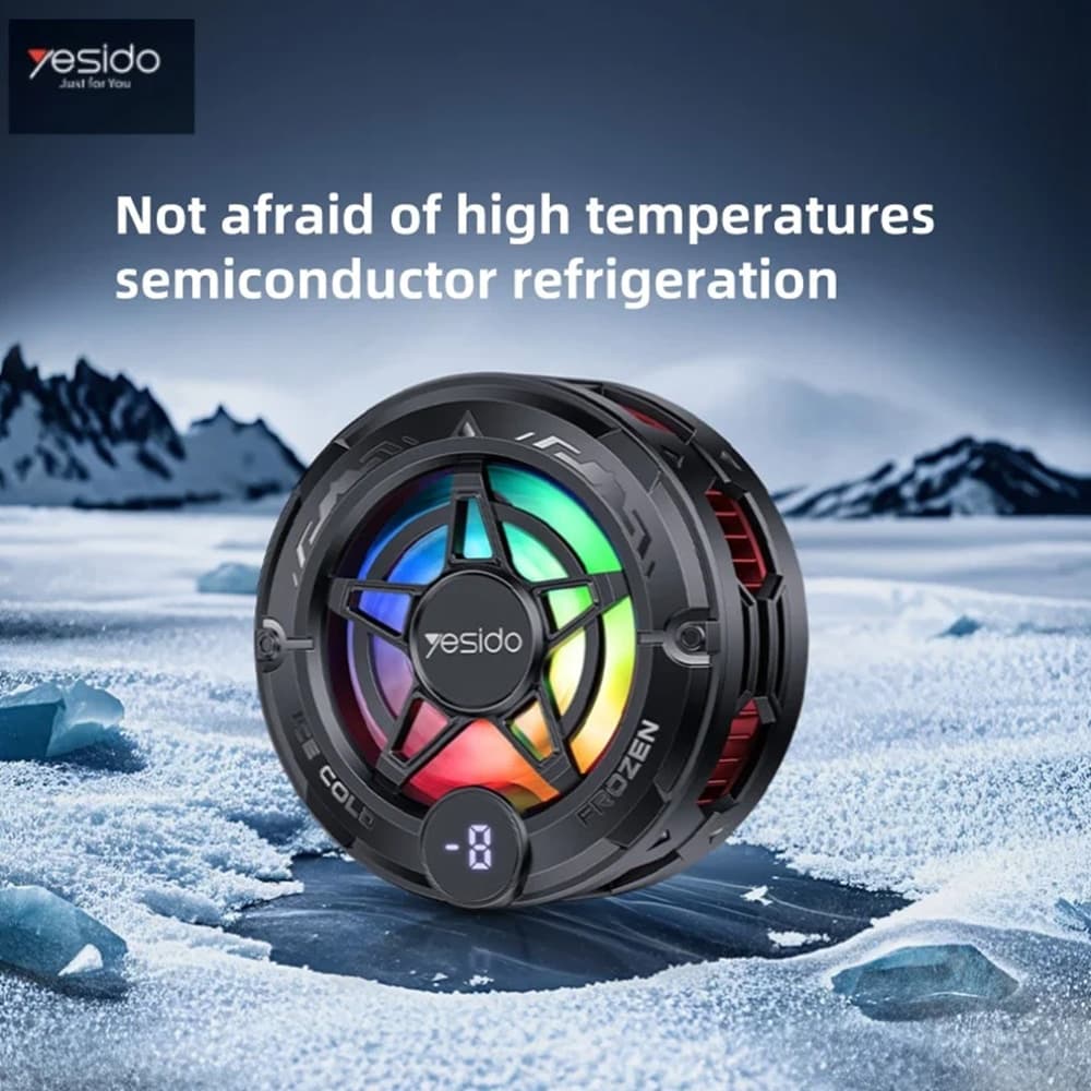 Yesido - Phone Cooler (c226) - Semiconductor, Magnetic, Universal, Fast Cooling, With Rgb, Digital Display - Grey 2