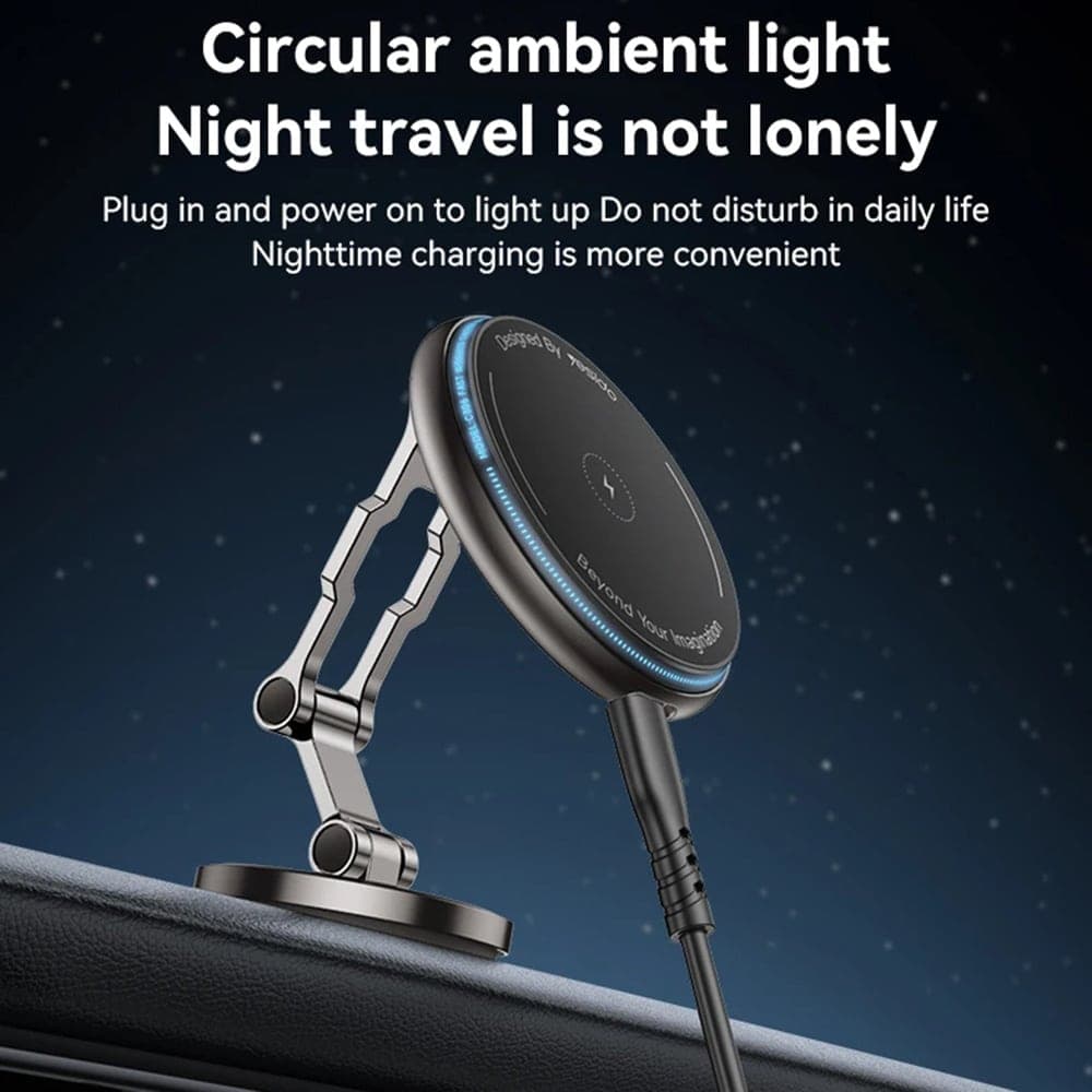 Yesido - Car Holder With Wireless Charging (c306) - For Dashboard, Three Axis Support, Anti Shake, Zinc Alloy, 15w - Black 6