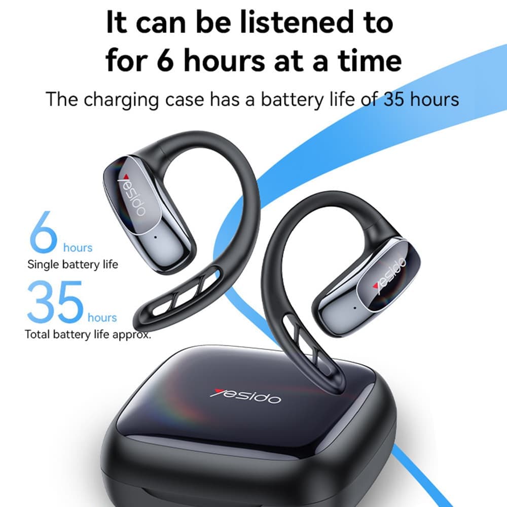 Yesido - Wireless Earbuds (ysp24) - With Bluetooth V5.4, Open-Ear Design, 400mah, Type-C - Black 5