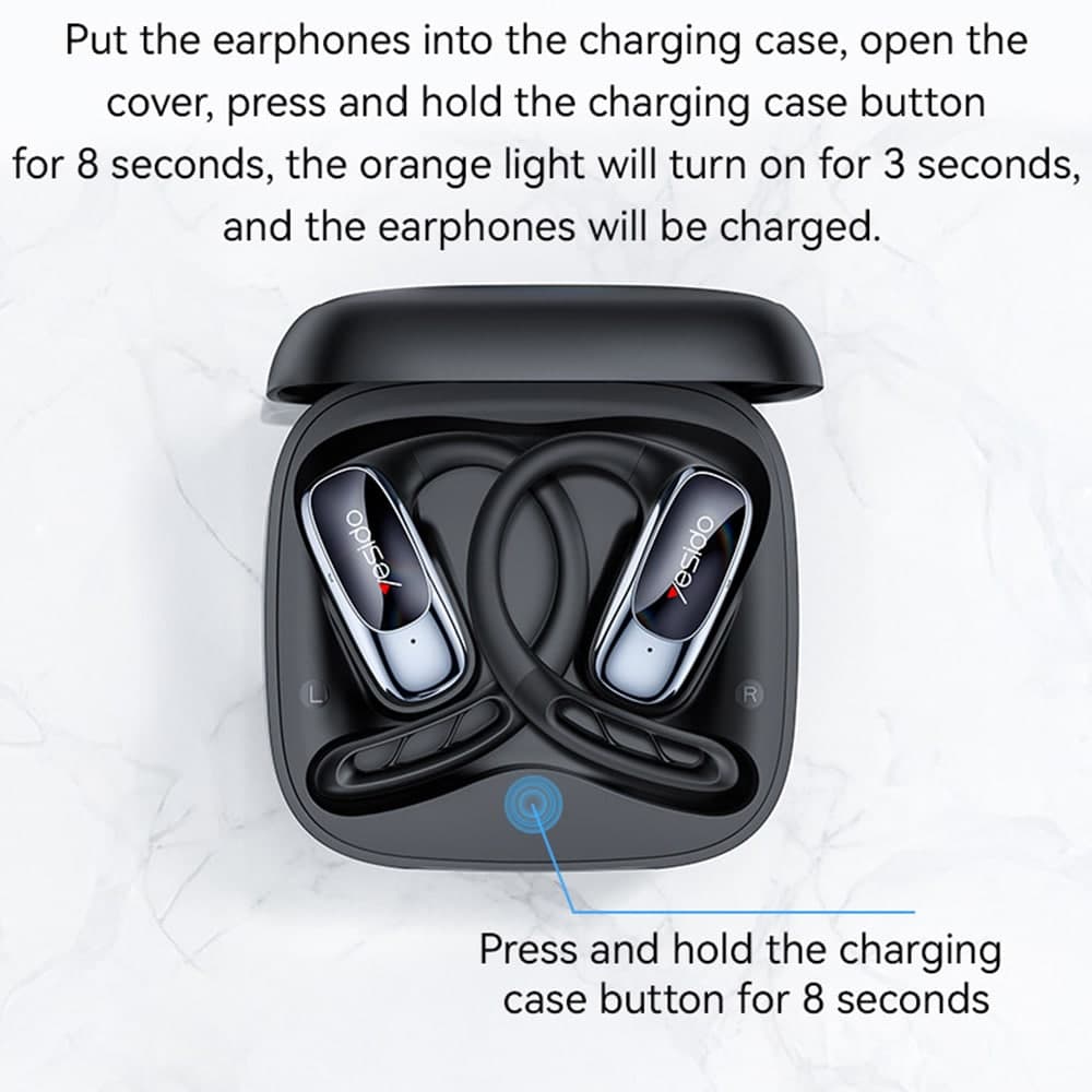 Yesido - Wireless Earbuds (ysp24) - With Bluetooth V5.4, Open-Ear Design, 400mah, Type-C - Black 8