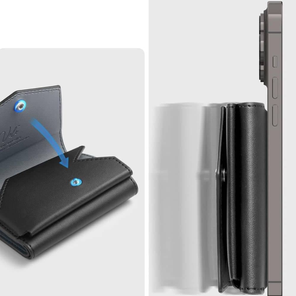 Spigen - Magsafe Wallet Valentinus Pro - 3 Cards Storage, Universal, Magnetic Grip, Slim Design, Secure Fit - Black 10