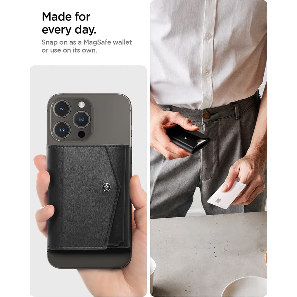 Spigen - Magsafe Wallet Valentinus Pro - 3 Cards Storage, Universal, Magnetic Grip, Slim Design, Secure Fit - Black 13