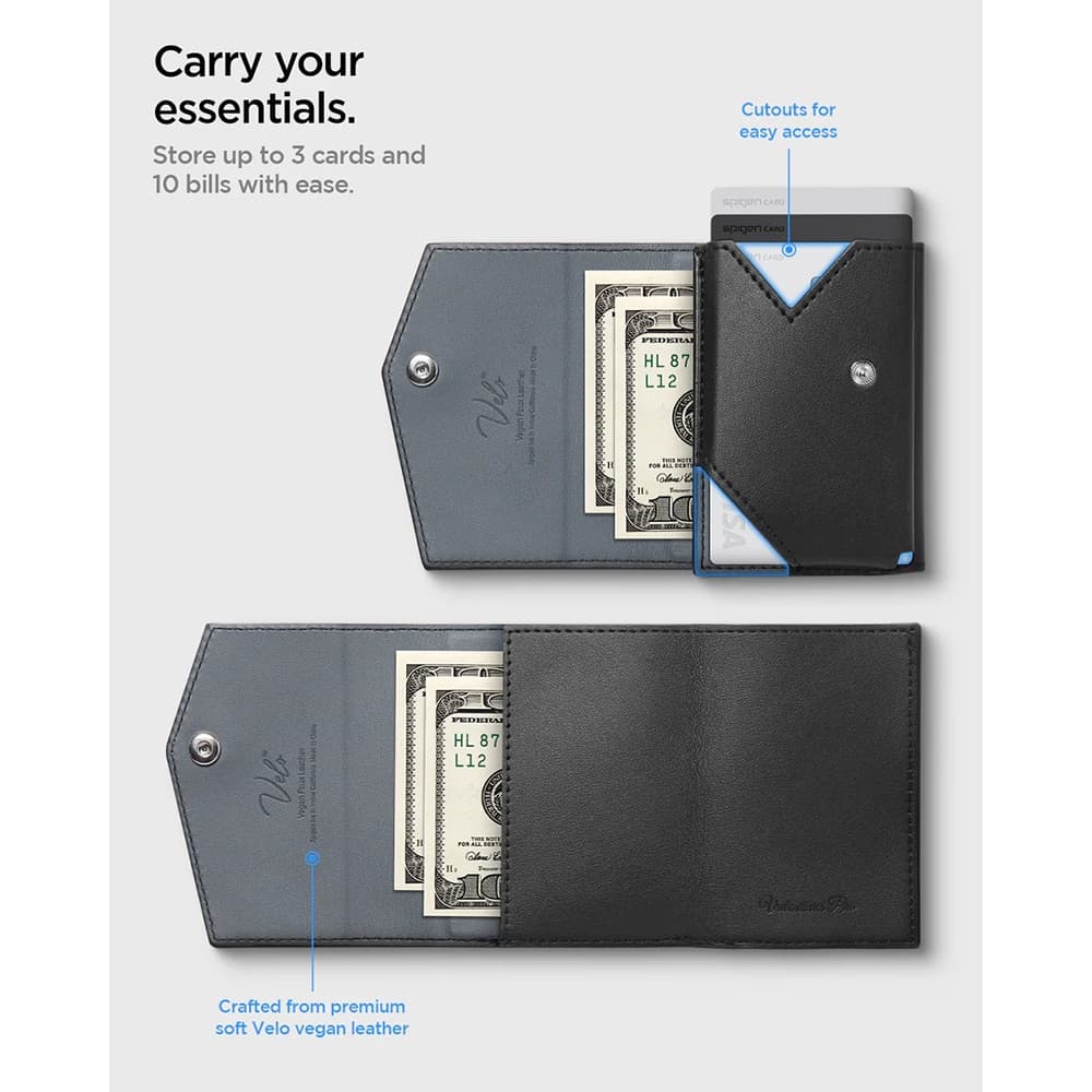 Spigen - Magsafe Wallet Valentinus Pro - 3 Cards Storage, Universal, Magnetic Grip, Slim Design, Secure Fit - Black 14