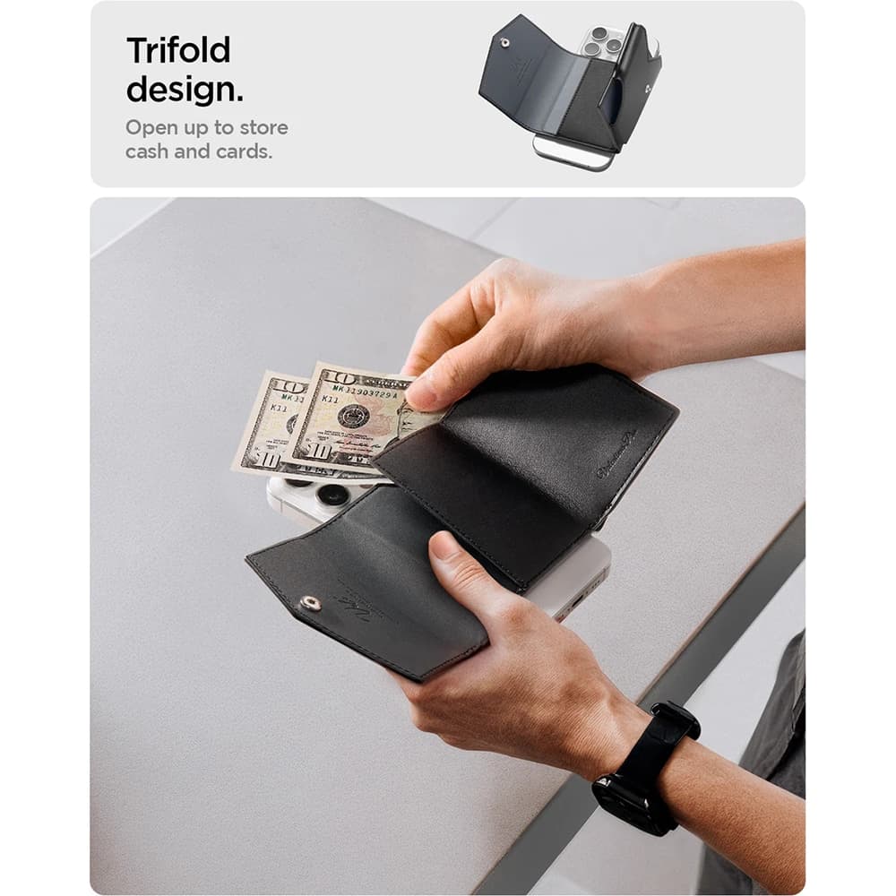Spigen - Magsafe Wallet Valentinus Pro - 3 Cards Storage, Universal, Magnetic Grip, Slim Design, Secure Fit - Black 15