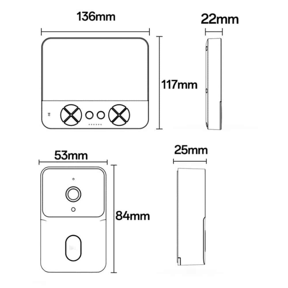 Yesido - Wireless Video Intercom Doorbell (km27) - 2.4g, 2k Hd 1080*720px, 1000mah, 4.3" Tft Screen - White 16