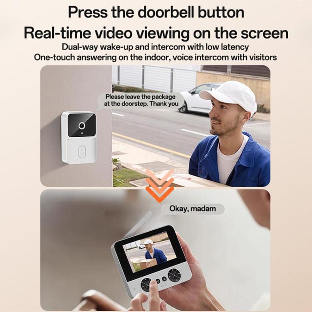 Yesido - Wireless Video Intercom Doorbell (km27) - 2.4g, 2k Hd 1080*720px, 1000mah, 4.3" Tft Screen - White 8