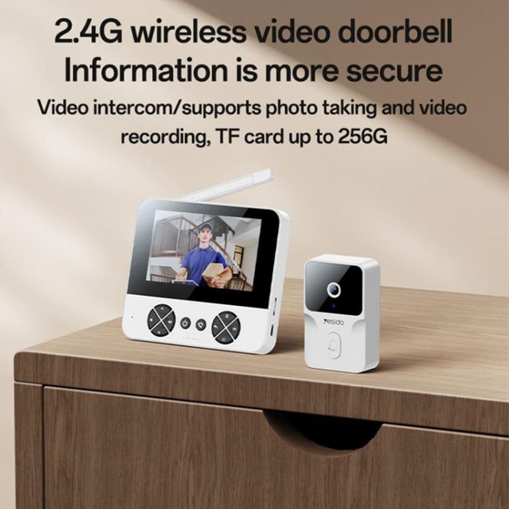 Yesido - Wireless Video Intercom Doorbell (km27) - 2.4g, 2k Hd 1080*720px, 1000mah, 4.3" Tft Screen - White 15